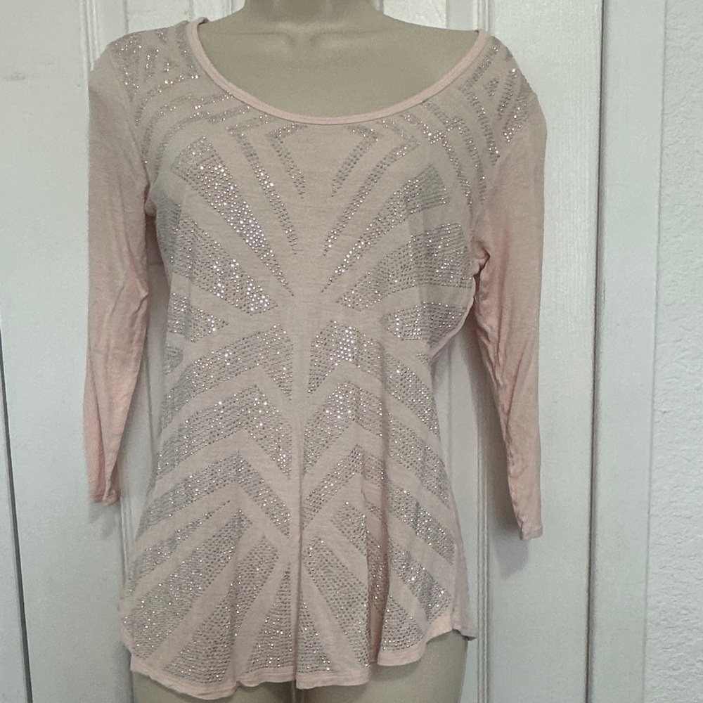 Buffalo David Bitton Light Pink Sequin Blouse
